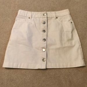 White Button Down Jean Skirt
